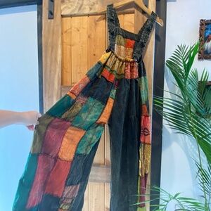 Patchwork overalls NWOT